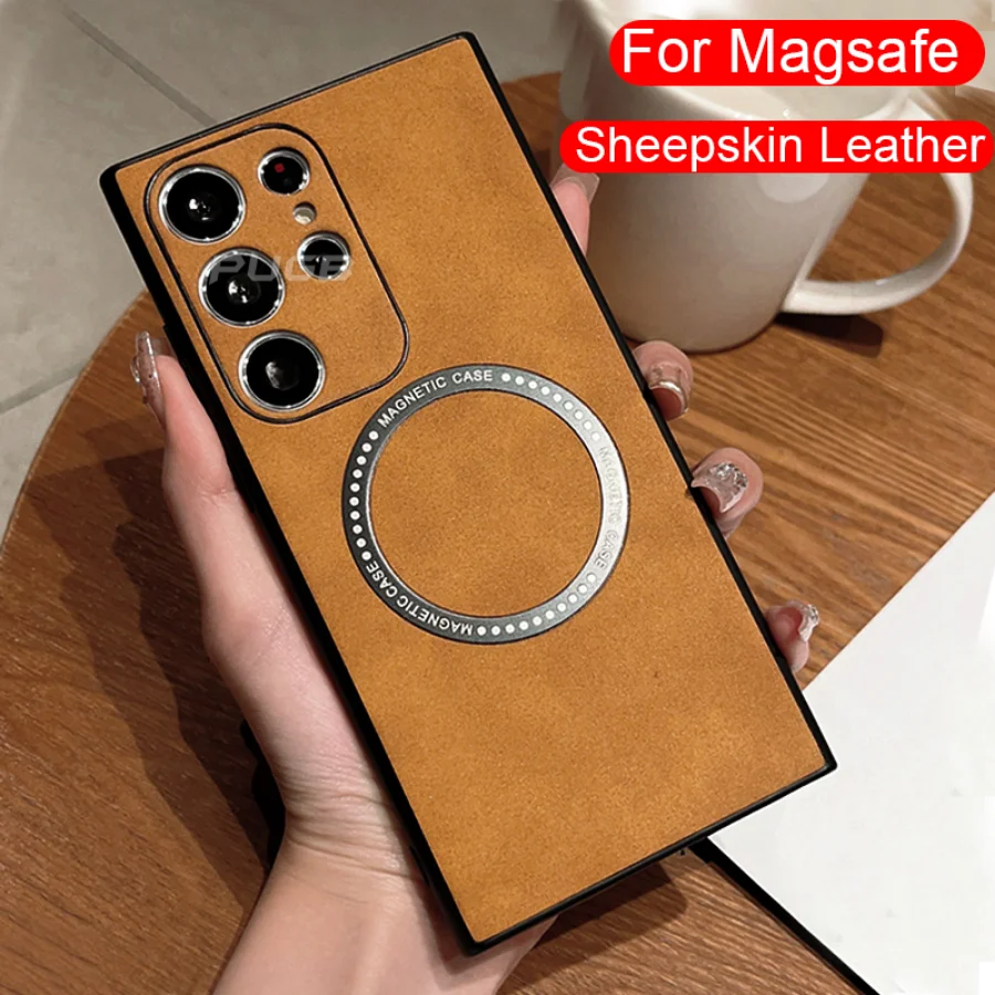 

Чехол для Galaxy Magsafe текстура противоударный для кожаного чехла Магнитный ультра Samsung Беспроводной Роскошный Плюс держатель для зарядки
