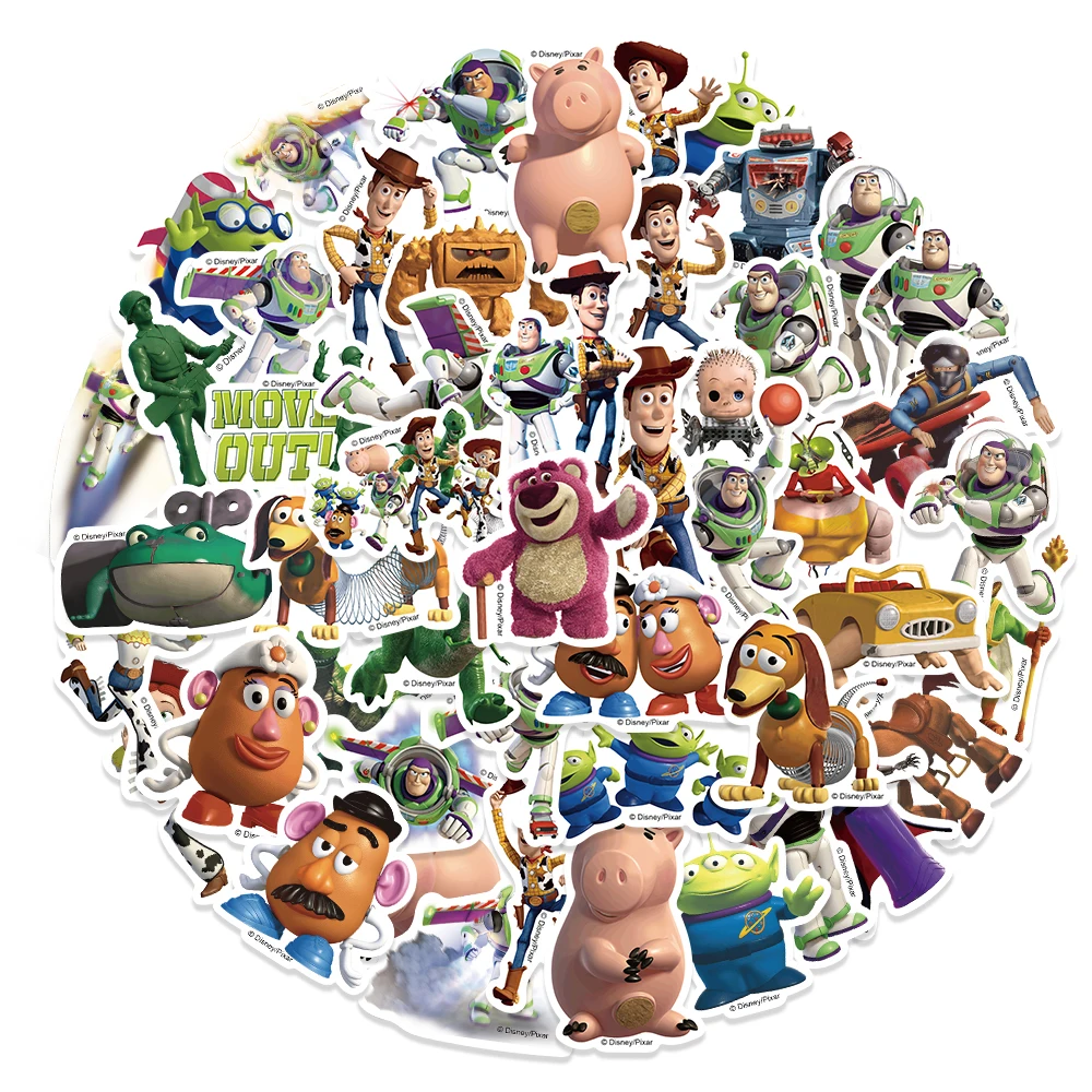 

10/30/50pcs Disney Toy Story Woody Cartoon Stickers Cool Buzz Lightyear Sticker Laptop Skateboard Suitcase Car Bike Decal Toys