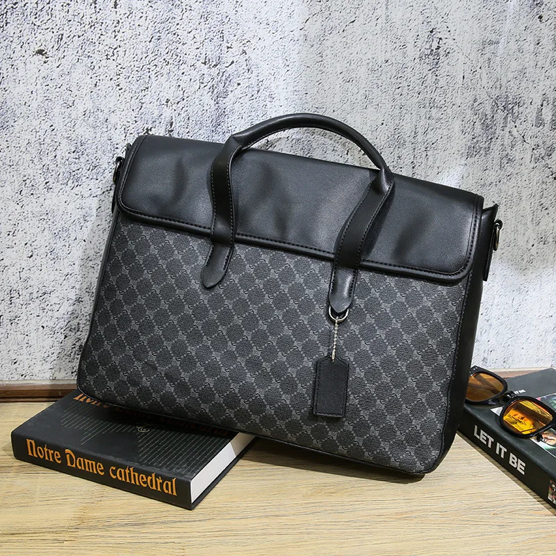 Designer 13 inch Laptop Briefcase Business Handbag for Men Large Capacity Men's Leather Fashion Shoulder Bag Luxury Brand