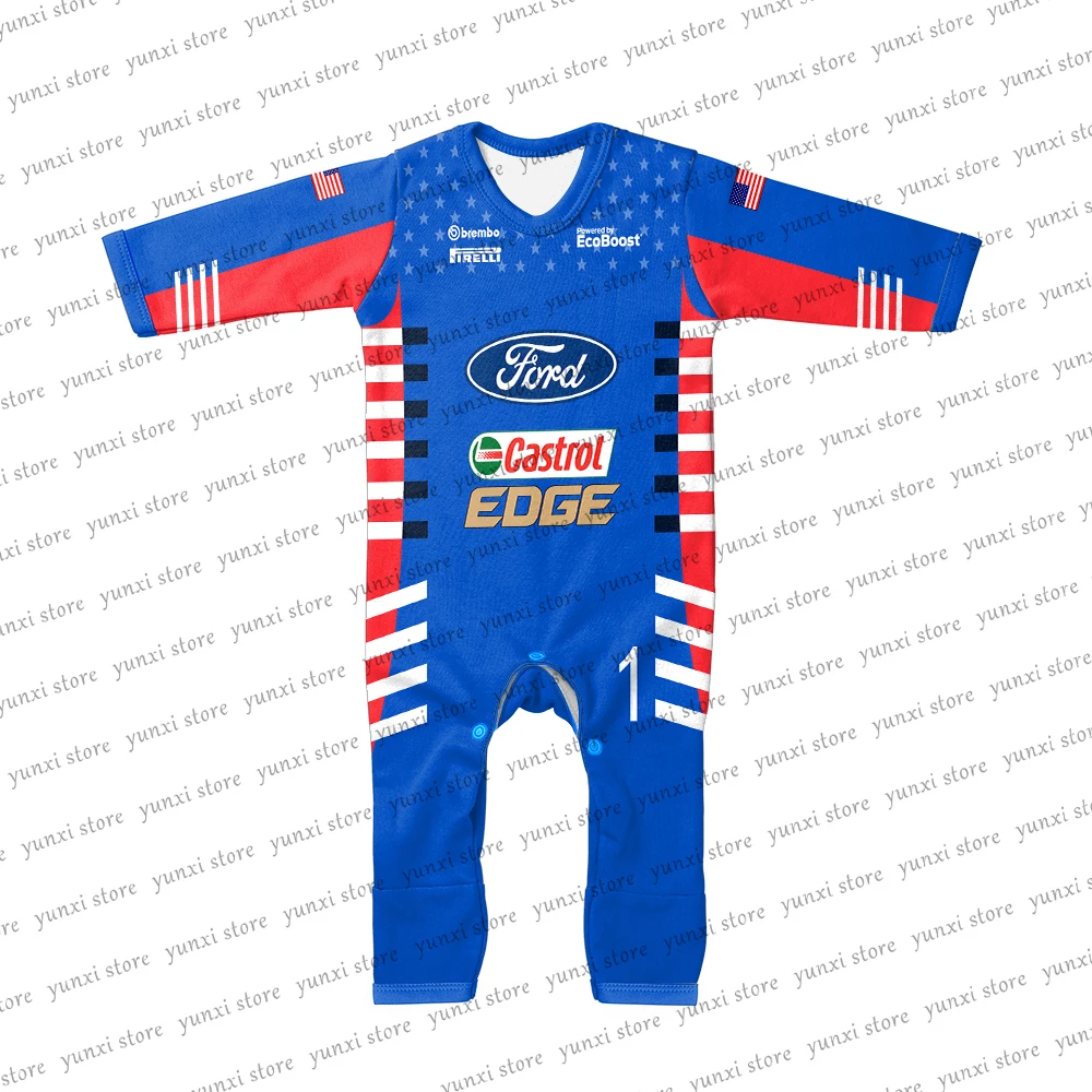 Newborn Hot Sale Ford Racing Street Baby Jumpsuit Cute Sports Lovers Baby Boys And Girls Indoor and Outdoor Crawling Clothes
