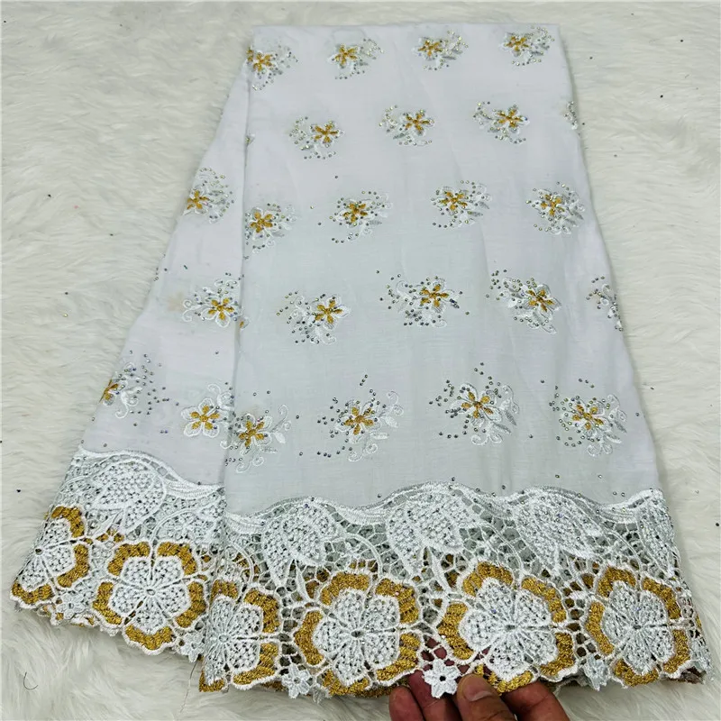 

5 yard Swiss lace fabric heavy beaded With stones embroidery African 100% cotton Swiss voile lace popular Dubai style HL072702