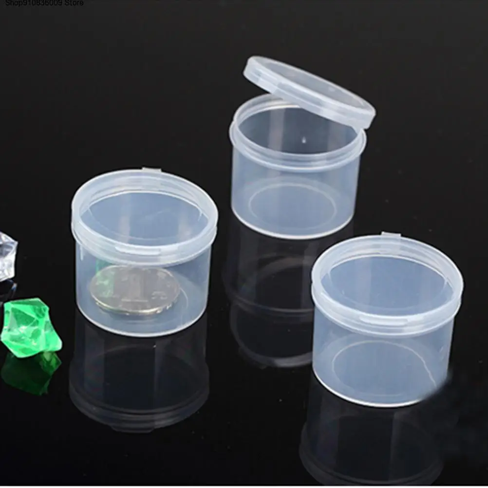 

5 PCS/lot Small Round Plastic Clear Transparent With Lid Collection Container Case Storage Box Coin Capsules Holders Collecting