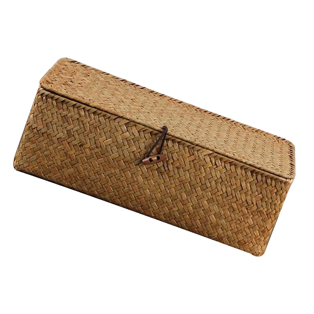 

Storage Box Woven Organizer Baskets Shelfdesk Basket Countertop Tabletop Hand Sundries Rattan Desktop Small Lidhyacinth Dorm Bin