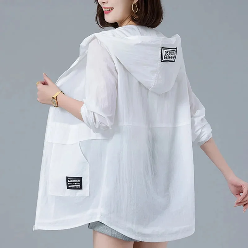 

Весна-лето 2023, Модная тонкая ветровка, Женская куртка, пальто, женская длинная бейсбольная форма с капюшоном, свободные куртки Ioqrcjv