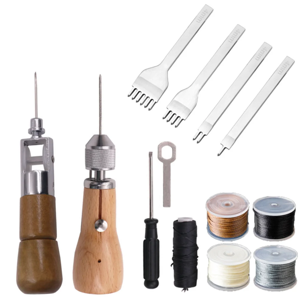 

Leather Sewing Awl Thread Kit Manual Sewing Machine Speedy Lock Stitcher Thread Needles Set DIY Shoemaker Canvas Repair Tools