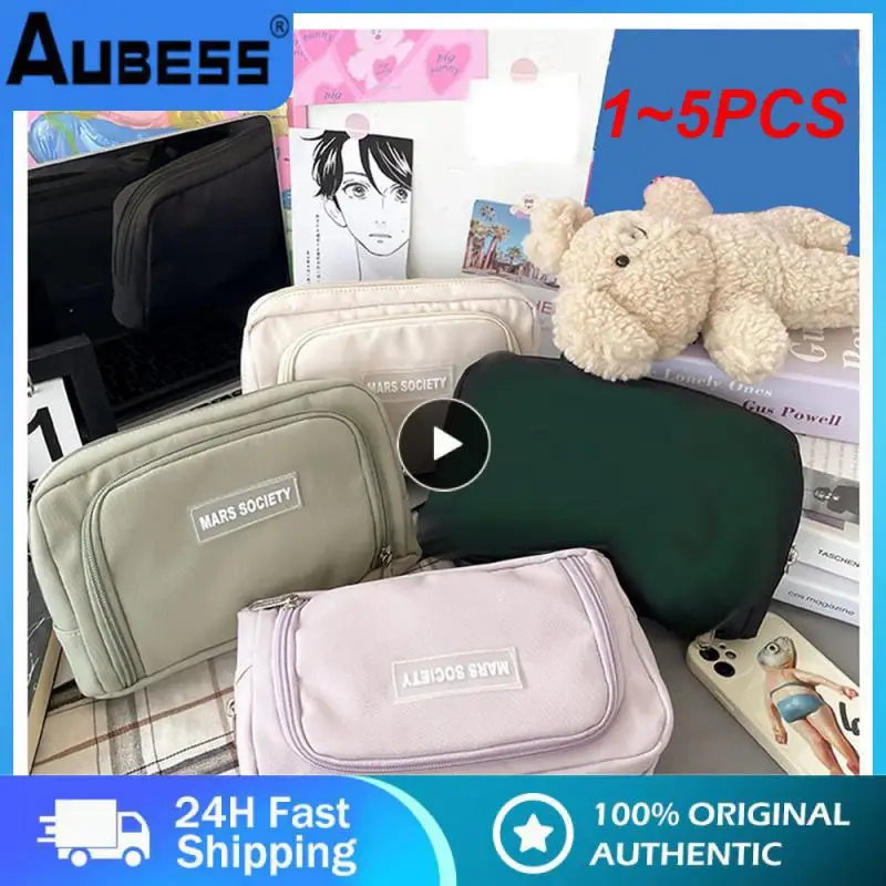 

1~5PCS Large Capacity Pencil Bag Aesthetic Pencil Pouch School Cases Zipper Big Stationery Bag Pen Case Students School Supplies