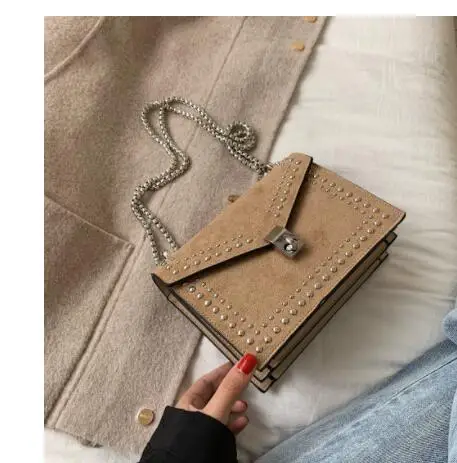 

Scrub Leather Brand Designer Shoulder Simple Bags For Women 2022 Chain Rivet Luxury Crossbody Bag Female Fashion Small Handbags