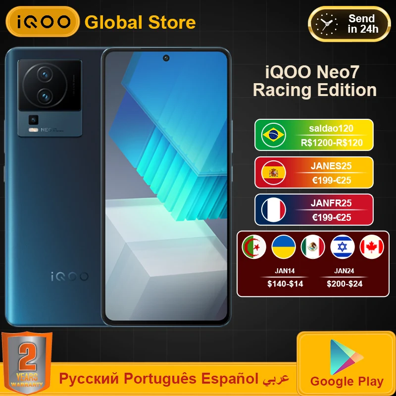  iQOO Neo7 Neo 7 Racing 5G Mobile Phone Snapdragon 8+Gen 1 120W FlashCharge 50MP IMX766V Camera 6.78 E5 AMOLED NFC Smartphone 