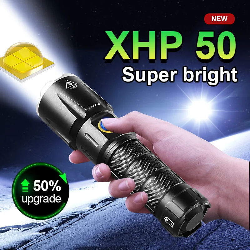 800 м дальнего действия Super XHP50 светодиодный фонарик USB высокой мощности
