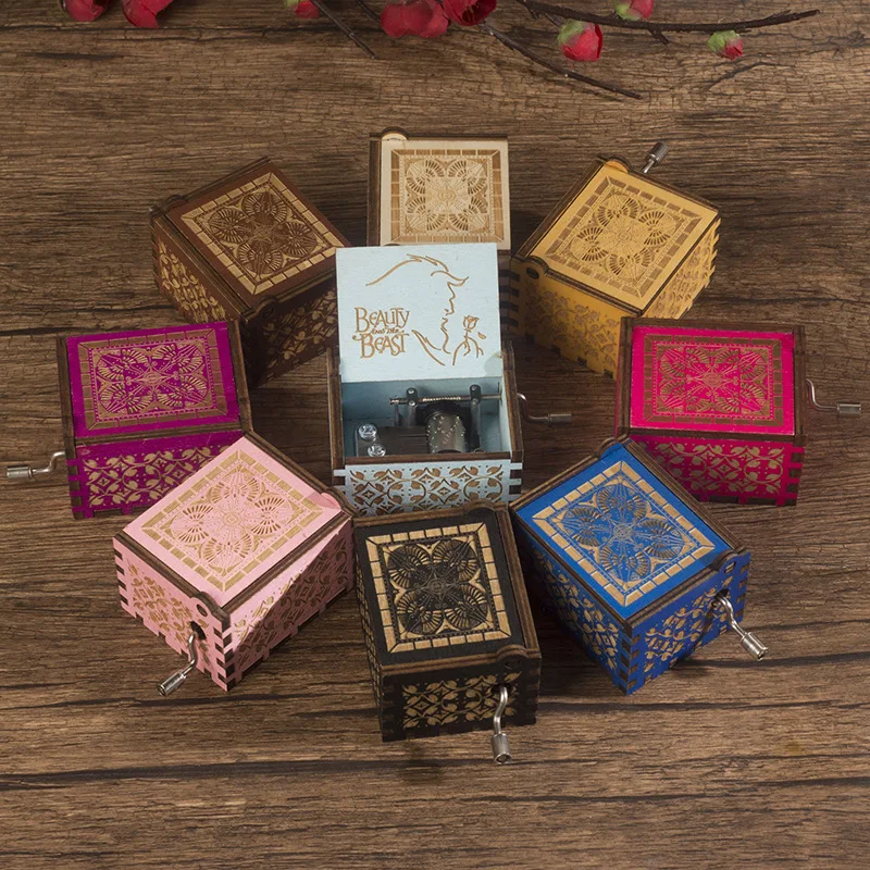 

Harries DIY Creative Wooden Music Box Potters Sky City Hand Shake Happy Christmas Birthday Wooden Music Box To My Wife