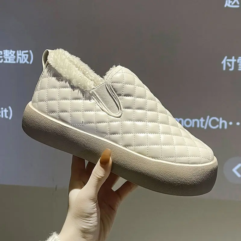 

Women's 2023 New Winter Velvet Padded Warm Cotton Shoes with Thick Soles and Non-slip Short Barrel Bread Shoes thickening