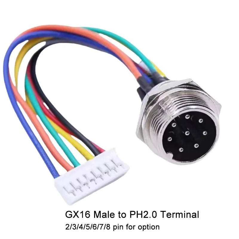 Авиационный разъем GX16 с проводом Промышленный GX16 2 3 4 5 6 7 8 9 10-контактная розетка для подключения к терминалу PH2.0 XH2.54