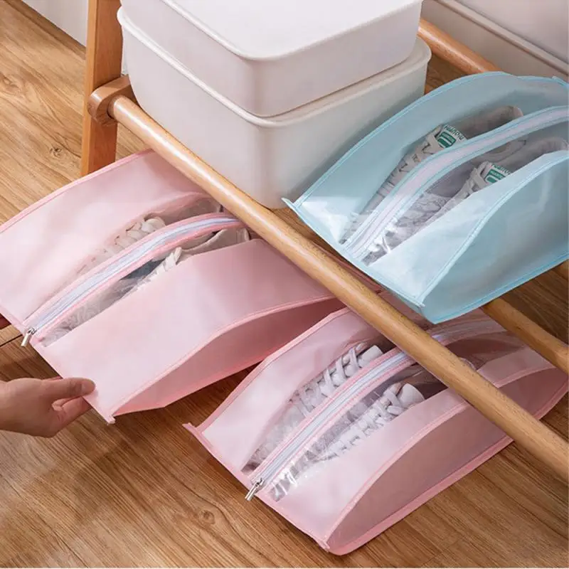 Dustproof Shoes Storage Bag Transparent Waterproof Shoes Organizer Zipper Pouch Travel Shoes Holder Bag Closet Holder Bags