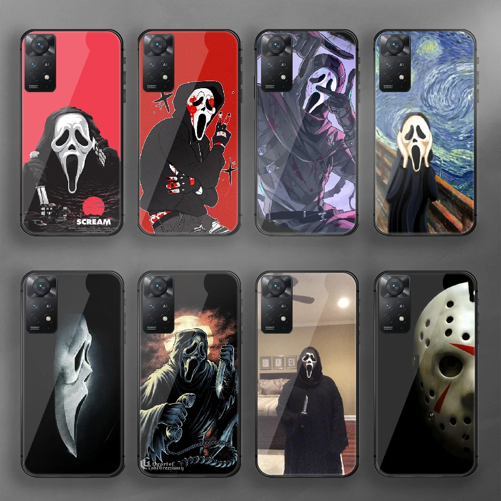 

Horror Movie Scary Ghostface Tempered Glass Phone Case Cover For Xiaomi Redmi Note 7 8 9 10 11 12 S Pro Plus 5G 9C 10C