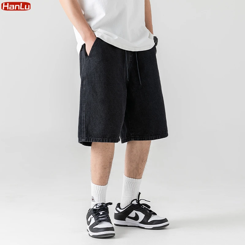 Vintage Washed  Denim Shorts Men's 2023 Summer Casual Loose Blue Jeans Shorts Baggy Harajuku Streetwear Hip Hop Short Pants