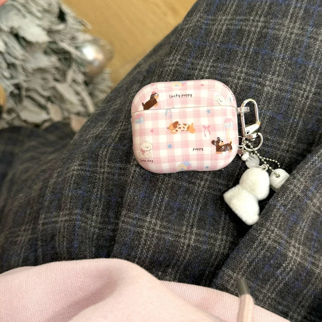 Мультяшный щенок розовая сетка узор бант звезда плюшевая подвеска в виде собаки