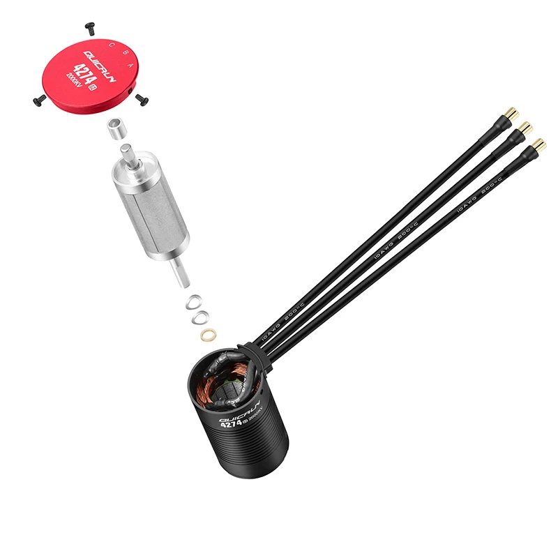 Фото НОВЫЙ Бесколлекторный двигатель HOBBYWING QuicRun 4268SL G2 2600KV / 4274SL G2 2000KV для радиоуправляемых внедорожных багги и грузовиков масштаба 1/8 №1