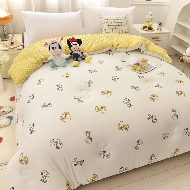 

Зимнее стеганое одеяло Snoopy с рисунком Чарли коричневого цвета, весенне-осеннее стеганое одеяло, утолщенное теплое одеяло с кондиционированием воздуха, зима