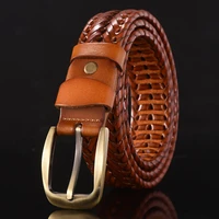 mymc mens genuine leather belts luxury strap for suit pants jeans casual woven gold buckle leather belt stretch waistband man