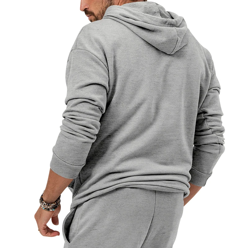 Fashion Brand Men Solid Hoodies Set Brushed Men's Casual Hoodies Sweatshirts Street Suit Trendy Pullover Sweatpants Male