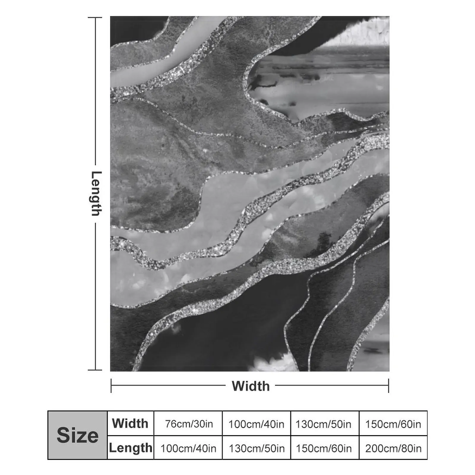 Серый черный белый мраморный агат серебряный блестящий гламур # 1 (искусственный