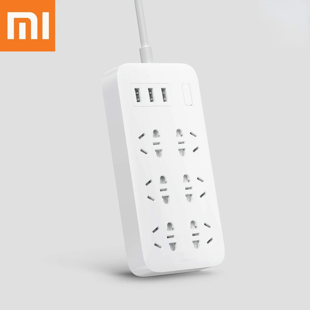 

Xiaomi Mijia Power Socket Strip 1.8m With 3 USB 5V 2.1A Fast Charging Extension 6 Sockets With Safety Door