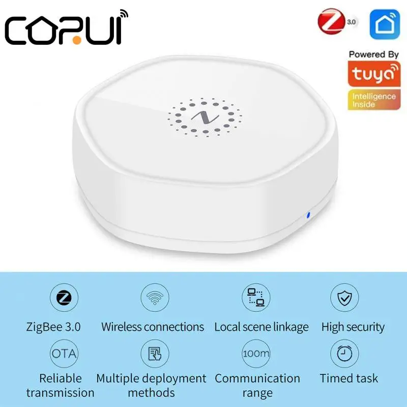 

CoRui ZigBee Gateway Tuya Smart Home Gateway WiFi Central Control Host Smart Life App Voice Control Alexa Google Home Smart Home