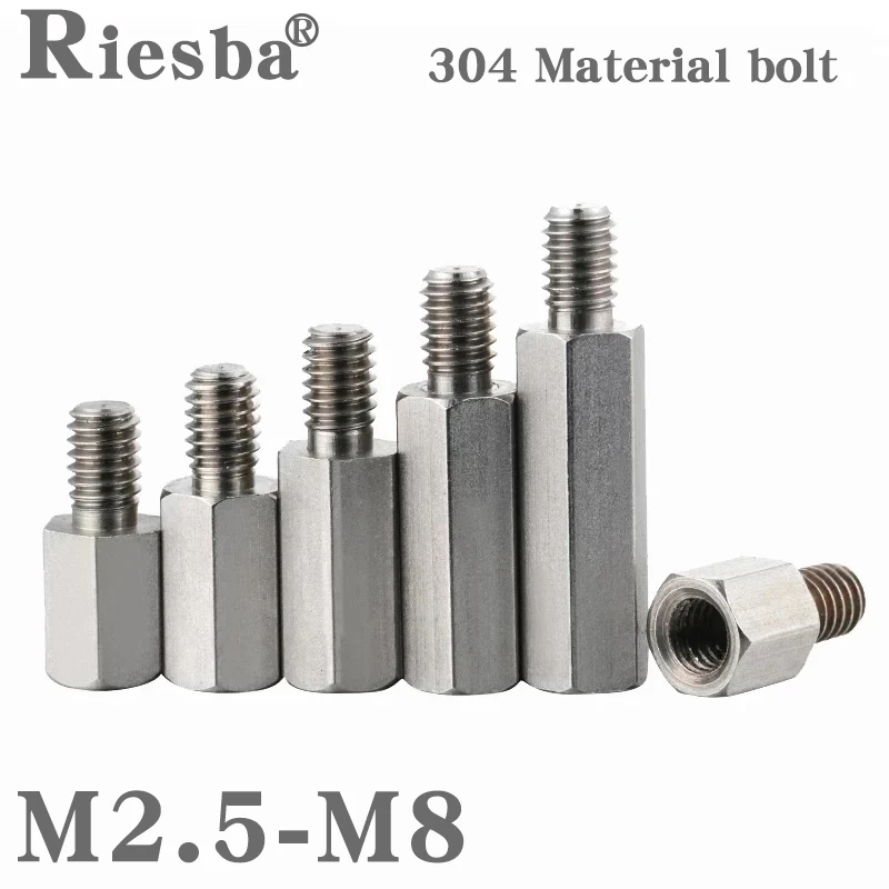 

304 нержавеющая сталь Шестигранная штыревая внутренняя стойка штыревая панель с резьбой стандартная Шестигранная деталь M2, 5 м3 М4 М5 М6 М8