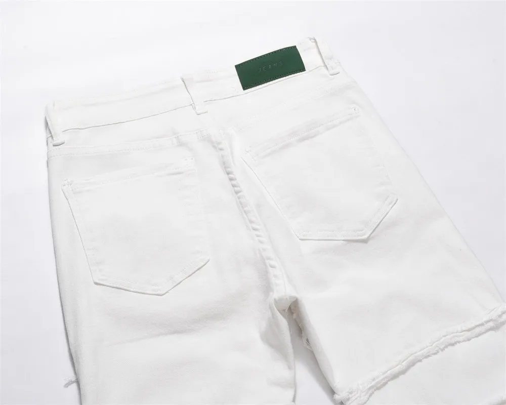 Y2k High Street Personality Heavy Destruction Cat Baggy Jeans Men Designer Niche Loose Vibe Straight Trousers Denim Pants White