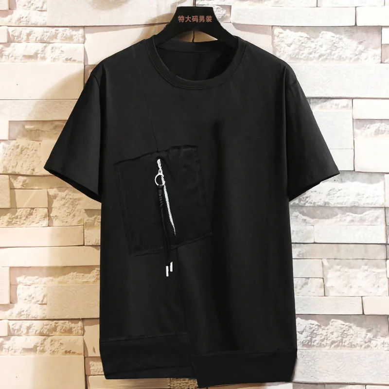 Размера плюс мужская летняя большая Повседневная футболка с круглым вырезом и