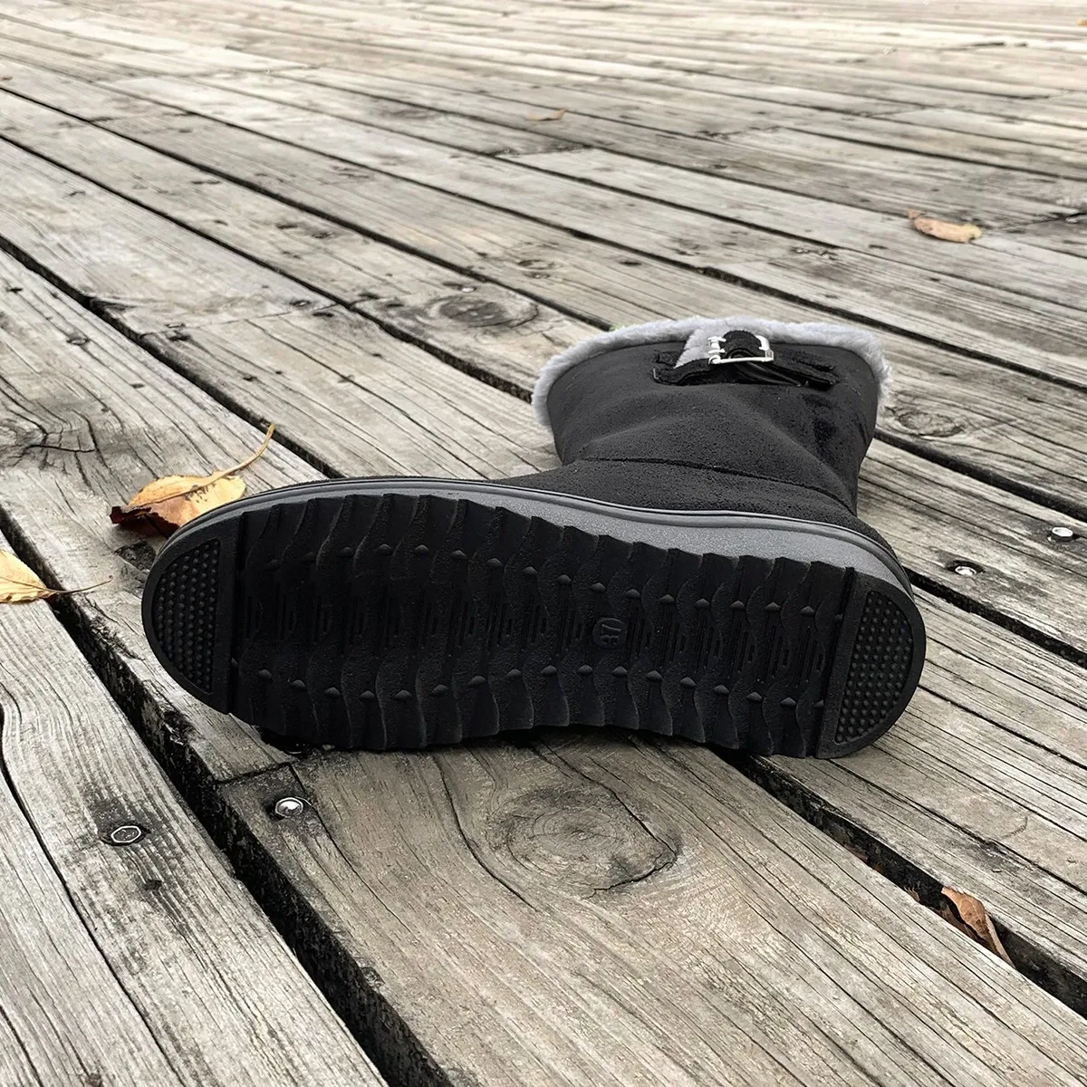 Зимние женские черные сапоги до середины икры классические зимние ботинки на