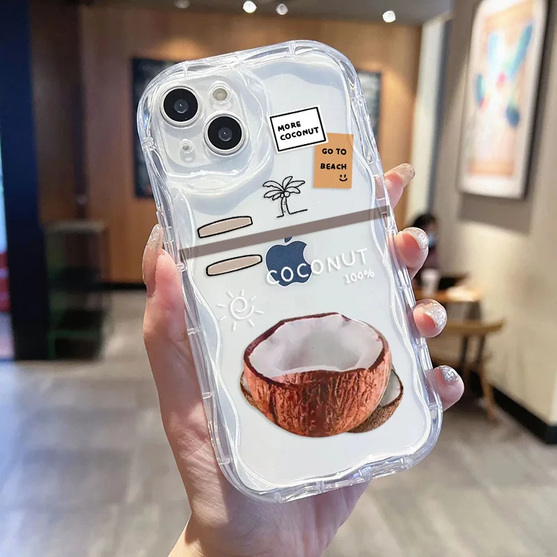 Чехол для Iphone 11 с кокосовым покрытием прозрачный чехол 14 13 12 Pro Max X XR XS 7 8 Plus SE 2 3 romax