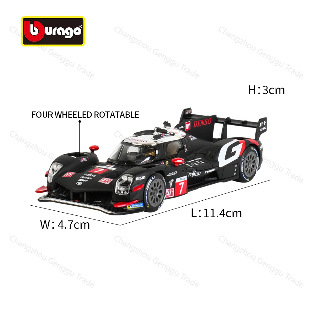 Фото Коллекционная модель гоночного автомобиля Bburago 1:43 Toyota GR010 Hybrid 2024, литая под давлением, статическая, игрушка №2