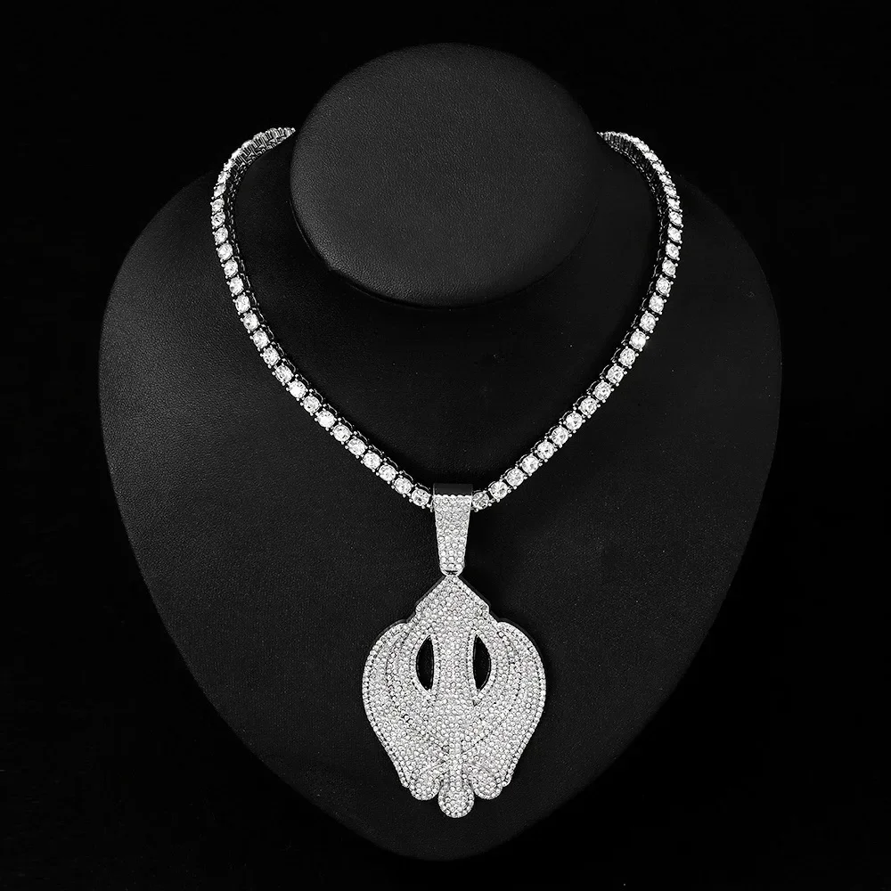 Ожерелье из сплава в стиле хип-хоп с бриллиантами и резьбой по лицу уникальное