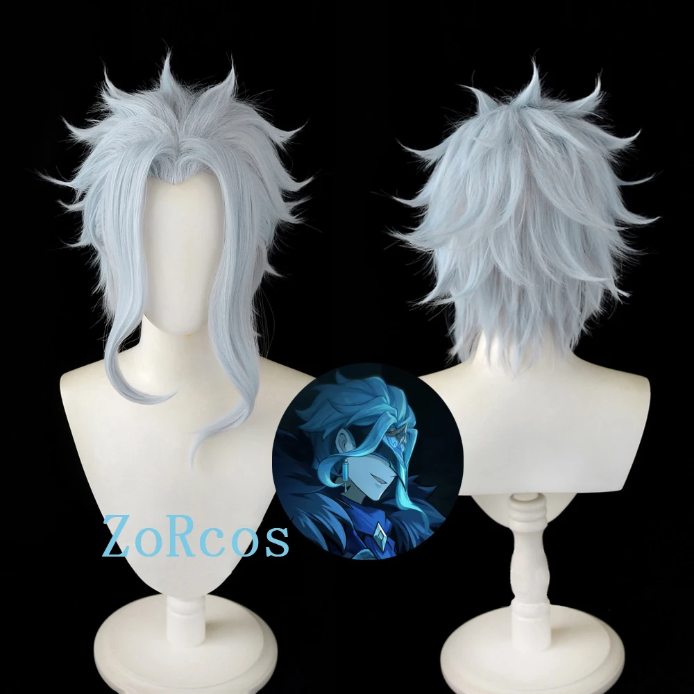 

Game Genshin Impact Fatui Cosplay Doctor II Dottore Wig 30cm Short Man Heat Resistant Hair Halloween Party Anime Wigs + Wig Cap