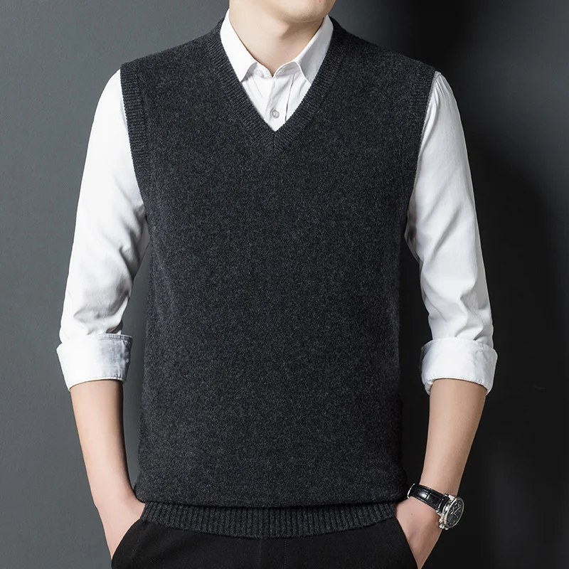 

Men's sweater vest in autumn and winter new casual plus thick V-neck vest knitted waistcoat sleeveless sweater