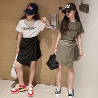 summer girls clothing set short sleeve t shirt a line skirt two pieces teenagers kids costumes casual sport children outfits