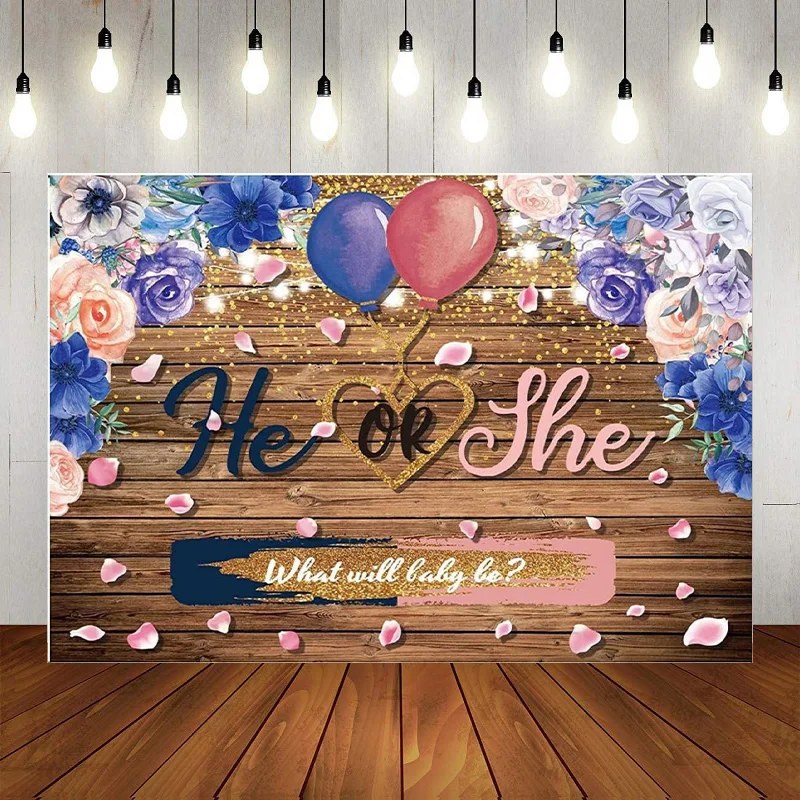 

Gender Reveal Baby Backdrop Boy or Girl He or She Baby Shower Birthday Newborn Party Background Banner Photo Shoot Props