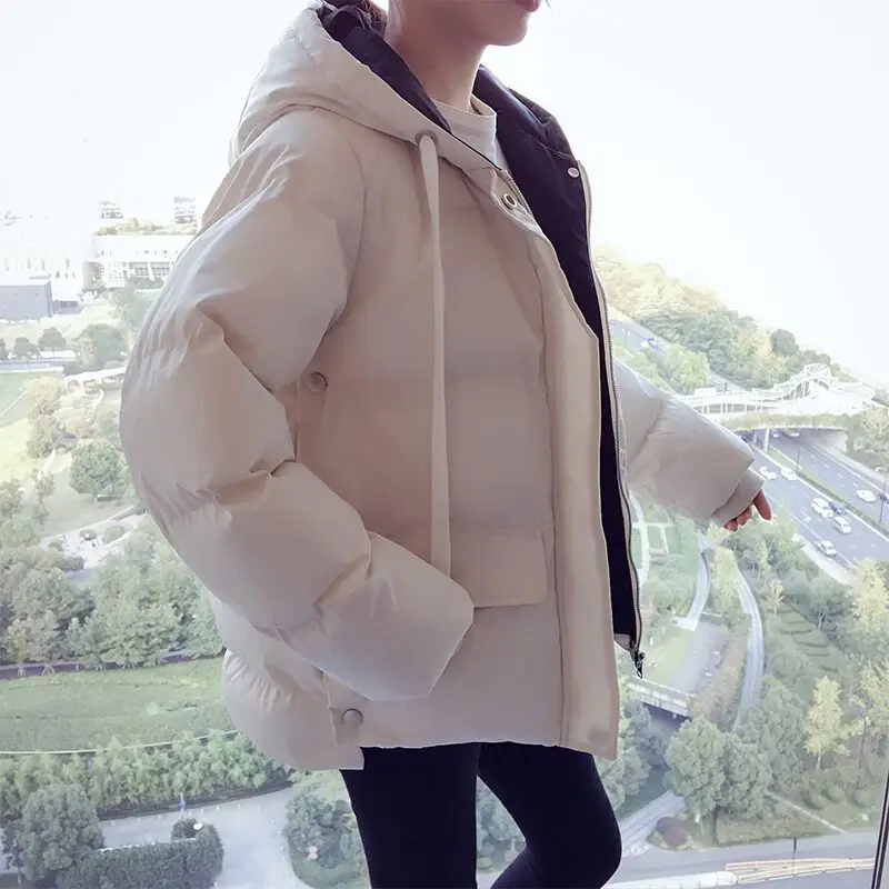 Winter Coat Women 2022 Fashion Winter Jacket Women Cotton Padded Warm Parkas Outwear Short Hooded Solid Female Jackets Clothing