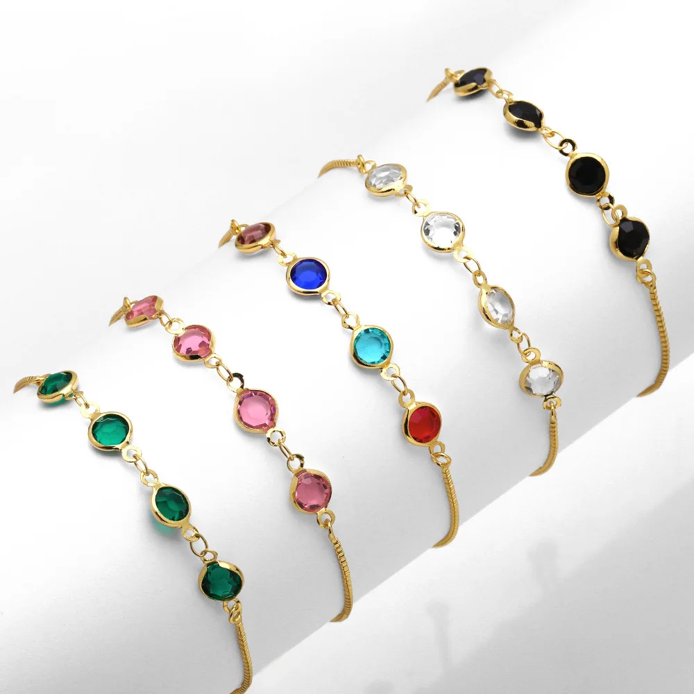 

New Simple Crystal Beads Bracelets For Women Gold Color Zircon Charm Rope Link Adjustable Bracelet Girl Trend Party Jewelry Gift