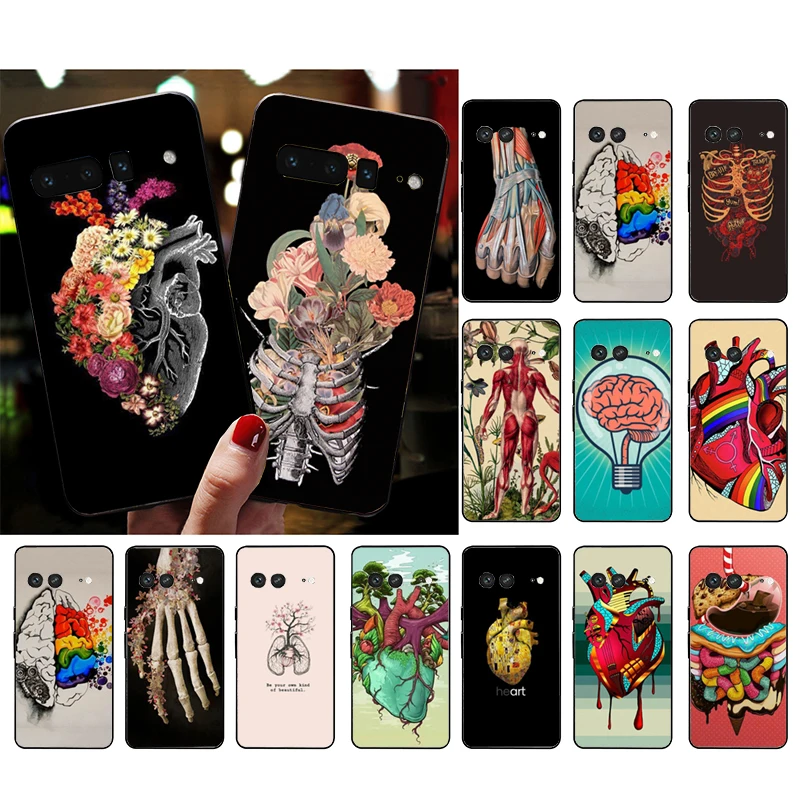 

Human Organs Brain Meridian Kidney Phone Case for Google Pixel 7 Pro 7 6A 6 Pro 5A 4A 3A Pixel 4 XL Pixel 5 6 4 3 XL 3A XL 2 XL