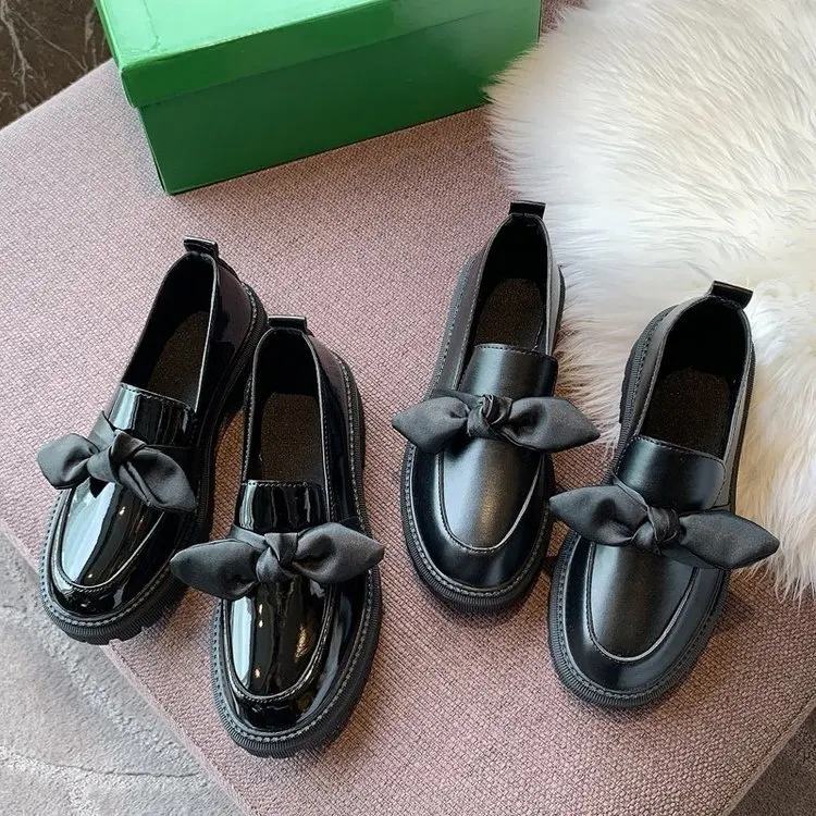 

2022 Women Bow Knot Pumps Female Office Loafers Ladies Platform Low Heels Women's PU Leather Shoes Woman Slip On Footwear