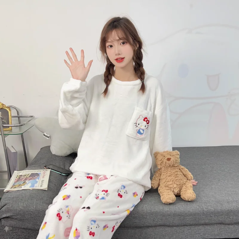 Новинка зимние брюки Sanrio Kulomi из чистого хлопка с круглым вырезом и длинными