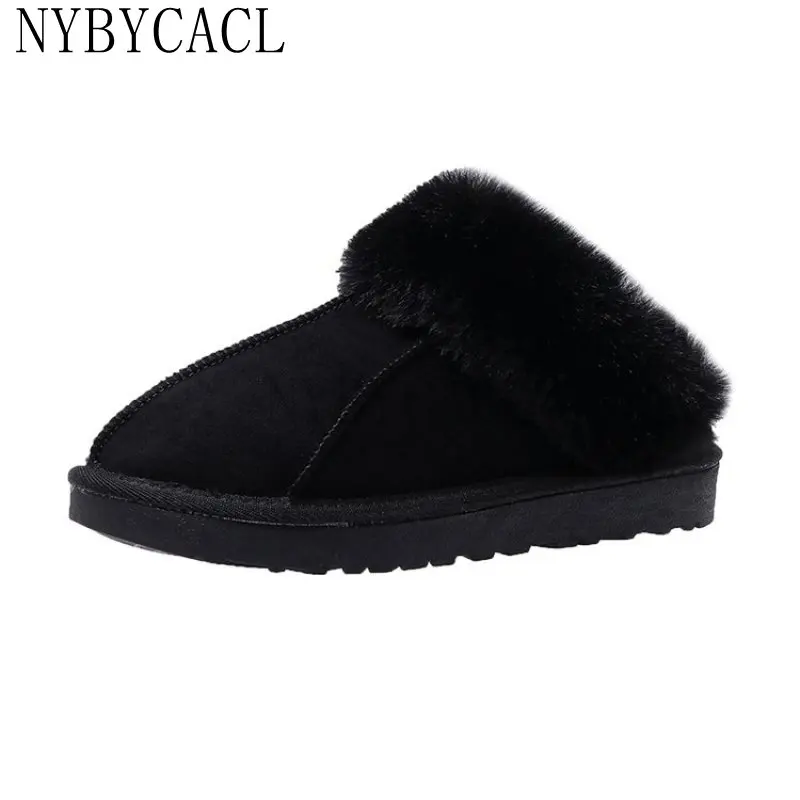 Fashion Plush warm Home flat slippers Lightweight soft comfortable winter slippers Women's cotton shoes Indoor plush slippers 40