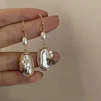 french retro hand made winding butterfly flower pearl dangle earrings exquisite korean trend minimalist stud earrings for women