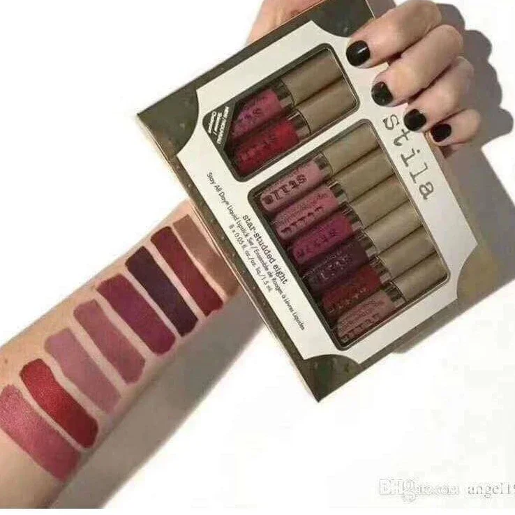 

Original Stila 8PCs Lipstick Set Long Lasting Nonstick Cup Cosmetics Kit Women Makeup Lips Glitter for Lip Gloss Tubes Set