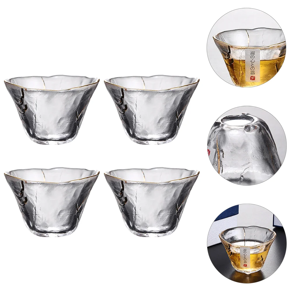 

4 Pcs Espresso Cups Japanese Tea Water Heat-Resistant Drinks Glass Japanese-Style