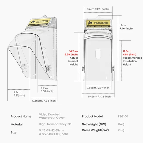 Прозрачный дверной звонок для ПК, водозащитный экран, защита от атмосферных воздействий, прозрачный водонепроницаемый протектор, совместимый с большинством видеодверных звонков, кольцевой звонок