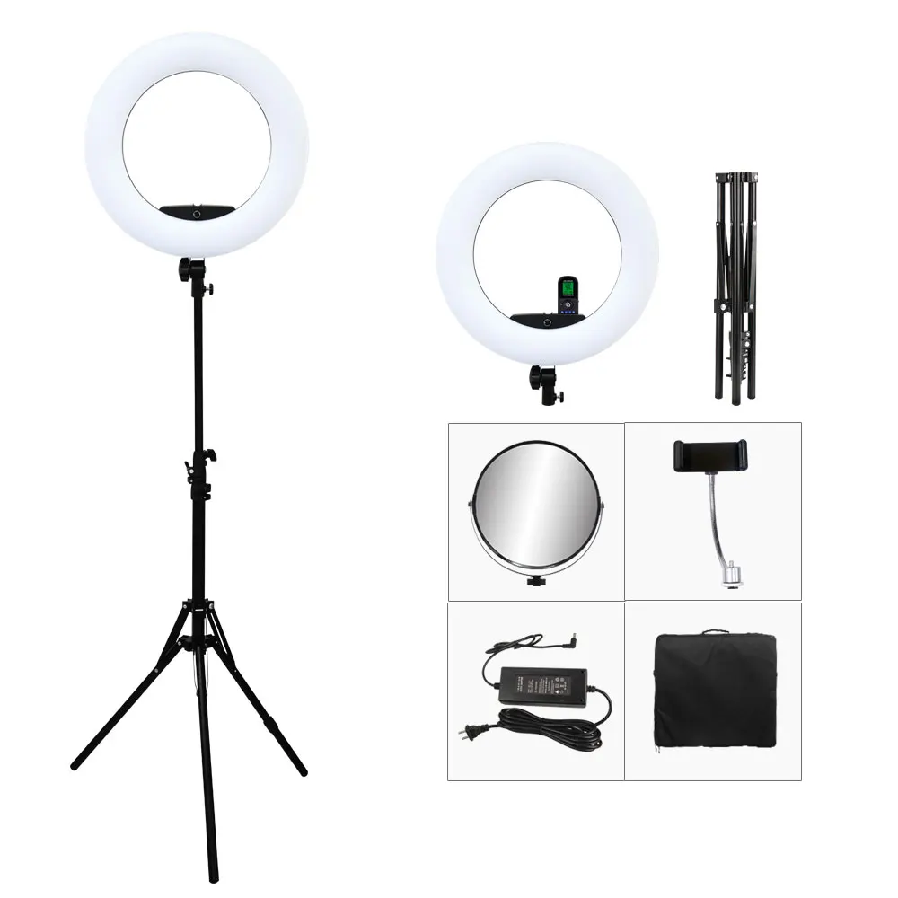 

LED Ring lamp FE-480II 5600K Dimmable Camera Ring Light 480 LEDS Video Light Lamp LCD RC Photographic Lighting +2M stand+bag