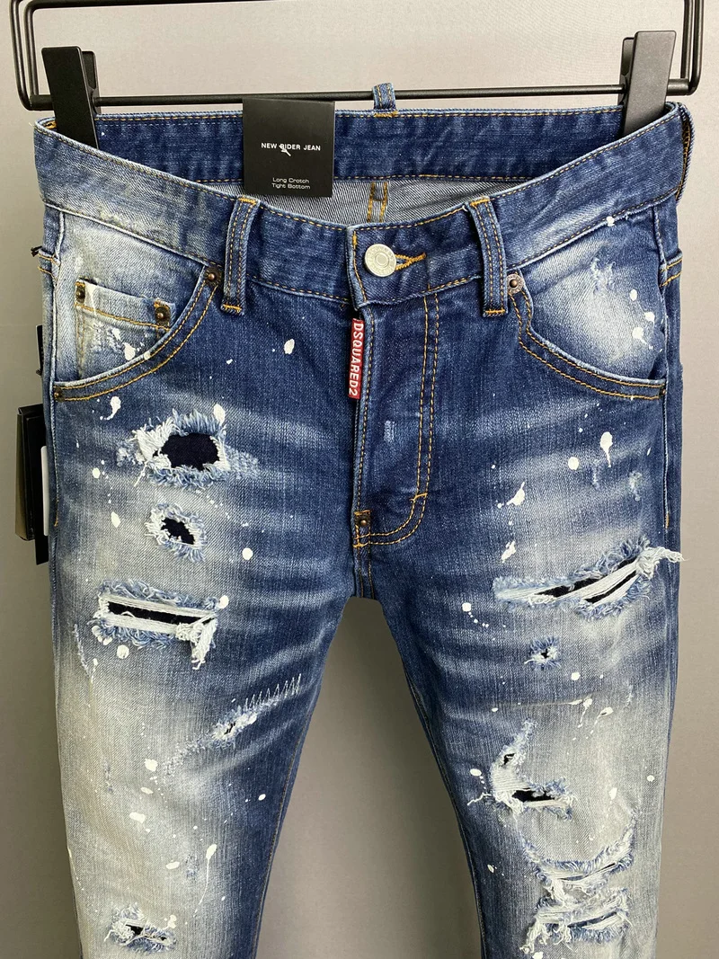 Dsquared2 Classic Men's Ripped Jeans Jogging Track Pants Frayed Holes Patch  Jeans 9825